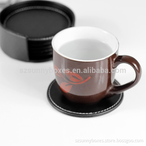 Kitchen Accessories Eco-friendly Pink PU Leather tea Cup Coaster